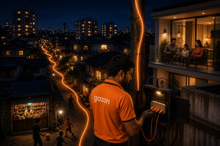 Gazon engineers working locally on the fiber network