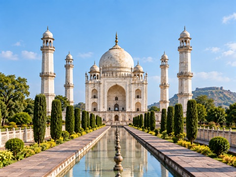 Bibi Ka Maqbara in Chhatrapati Sambhajinagar, seen along its reflecting pool